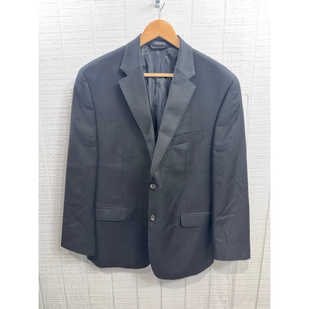 Lauren Ralph Lauren Blazer Mens Black Slim Fit 100% Wool Pinstripe 44S